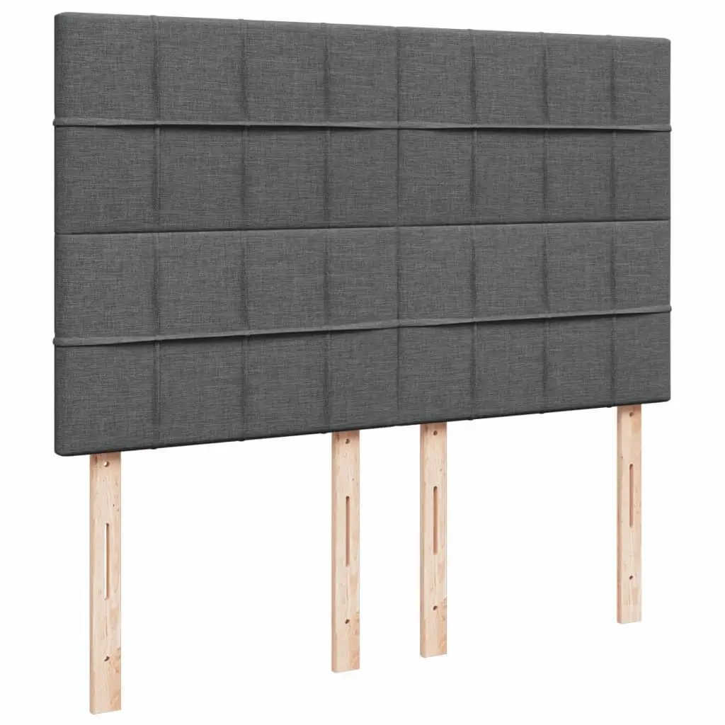 Box Spring Bed Dark Grey Queen Size with Mattress LED Headboard