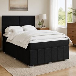 Queen Box Spring Bed: Pocket Sprung Mattress & LED Features