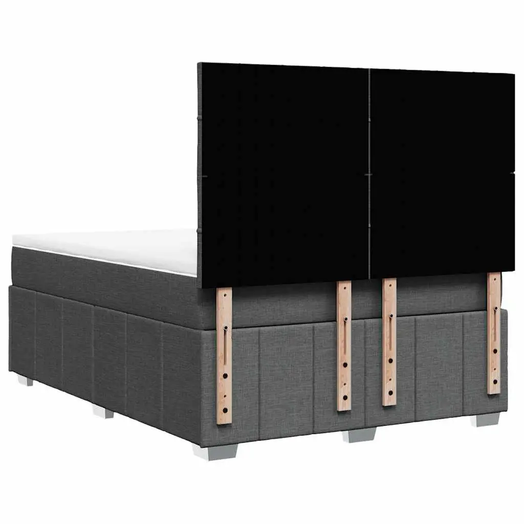 Queen Box Spring Bed Grey Size Adjustable Headboard Pocket Spring Mattress with LED Lights