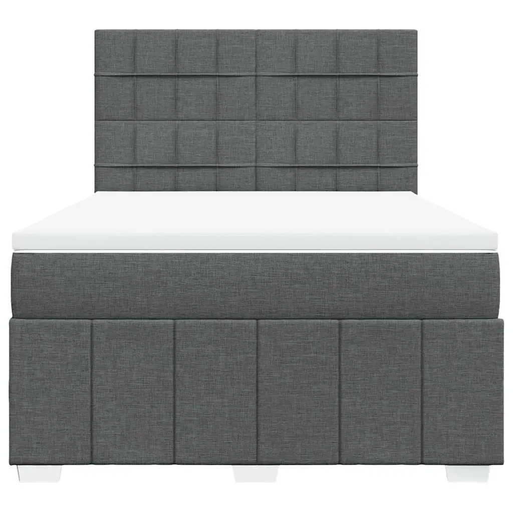 Queen Box Spring Bed Grey Size Adjustable Headboard Pocket Spring Mattress with LED Lights