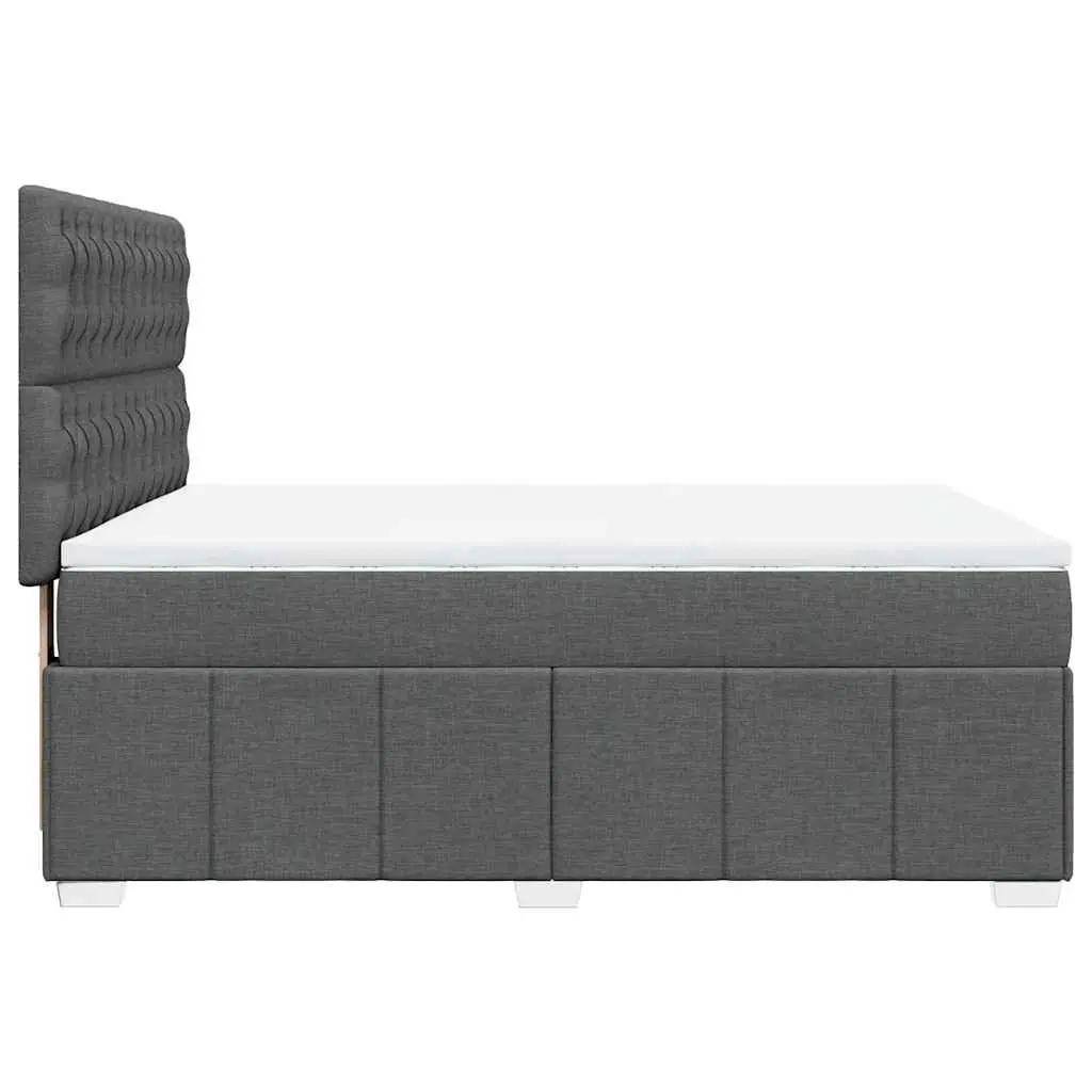 Queen Box Spring Bed Grey Pocket Spring Mattress LED Lights Adjustable Headboard