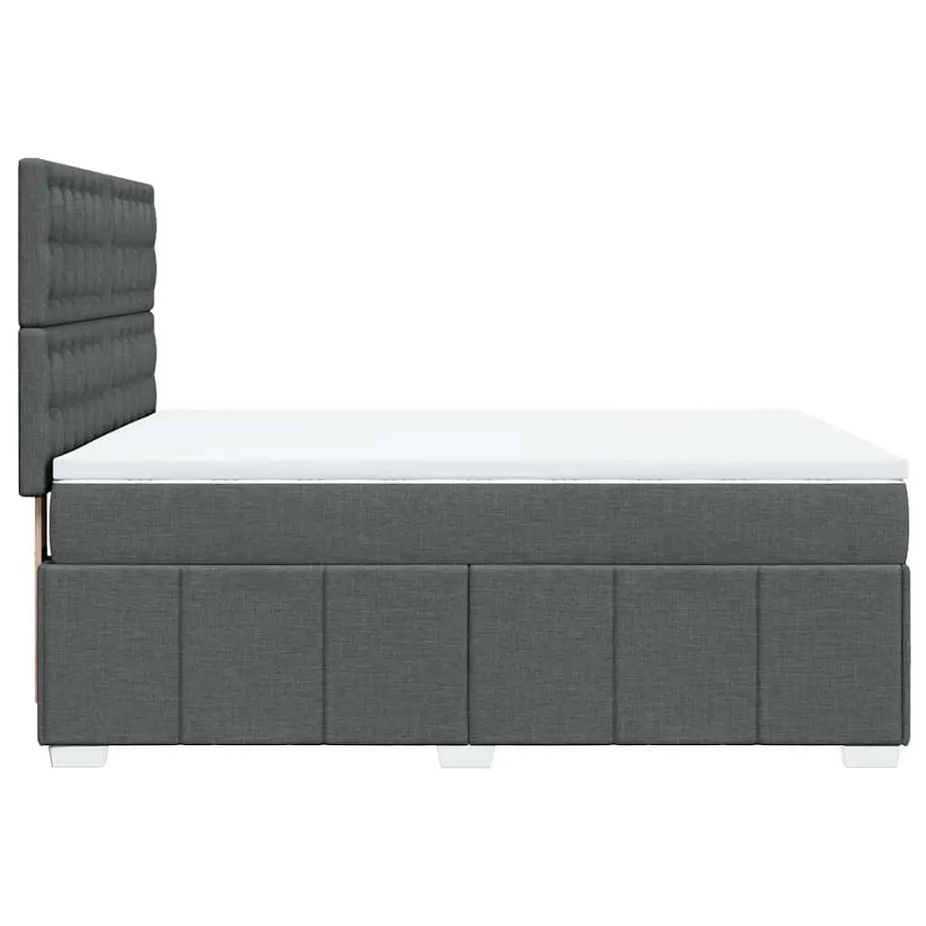 Box Spring Bed Grey Queen Adjustable Headboard Pocket Spring Mattress LED Lights