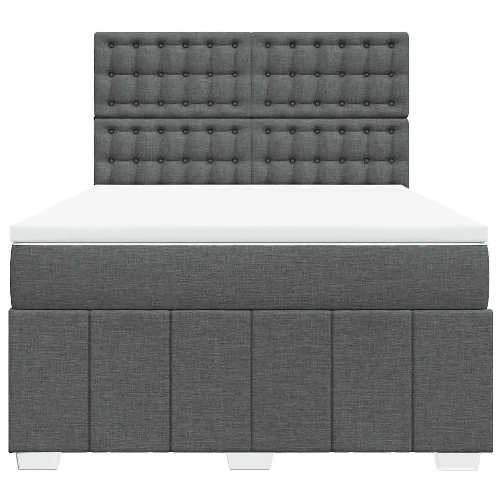 Box Spring Bed Grey Queen Adjustable Headboard Pocket Spring Mattress LED Lights