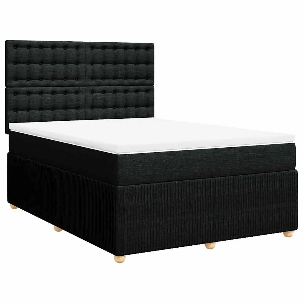 Double Bed Black Fabric Size Double Pocket Sprung Mattress Adjustable Headboard LED Lights