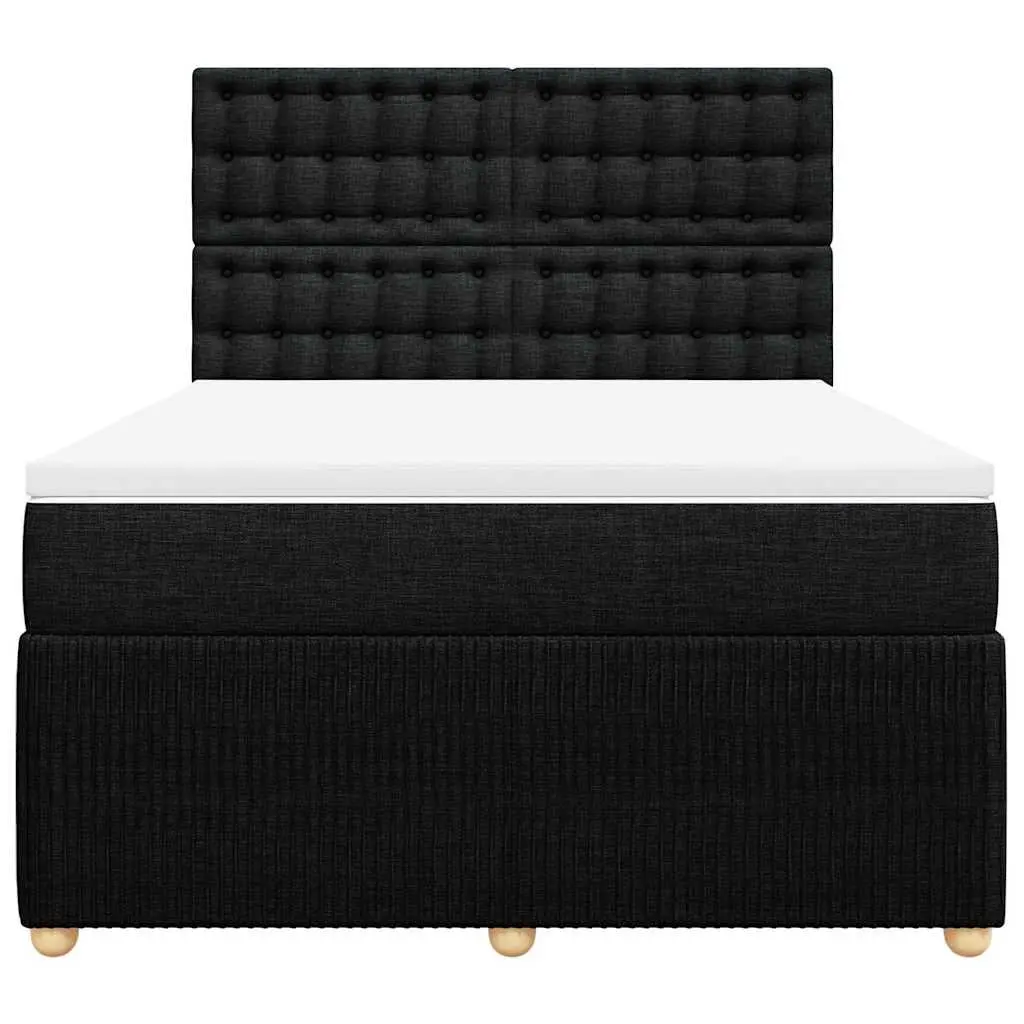Double Bed Black Fabric Size Double Pocket Sprung Mattress Adjustable Headboard LED Lights