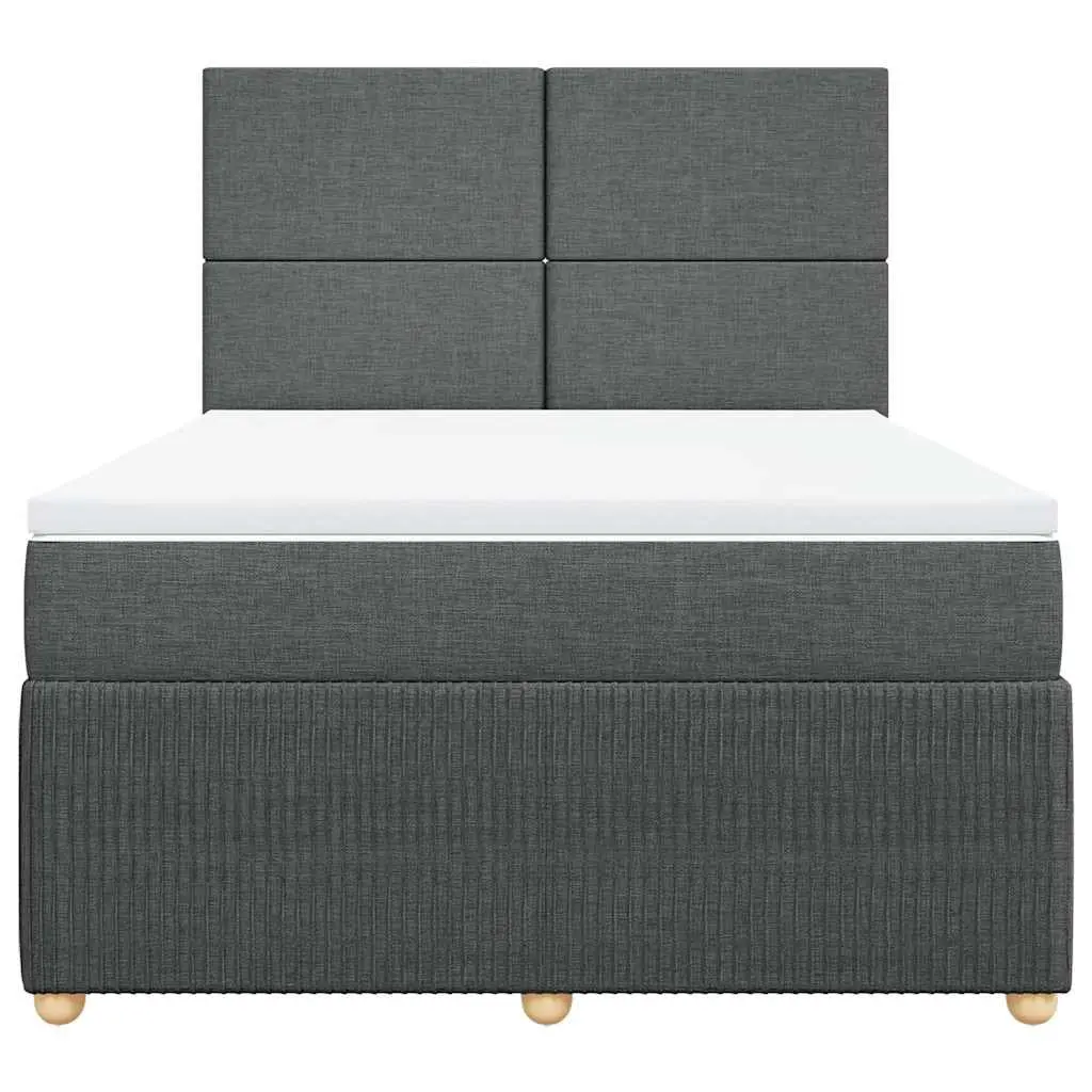 Queen Bed Grey Fabric Pocket Spring Mattress LED Lights Height Adjustable Headboard