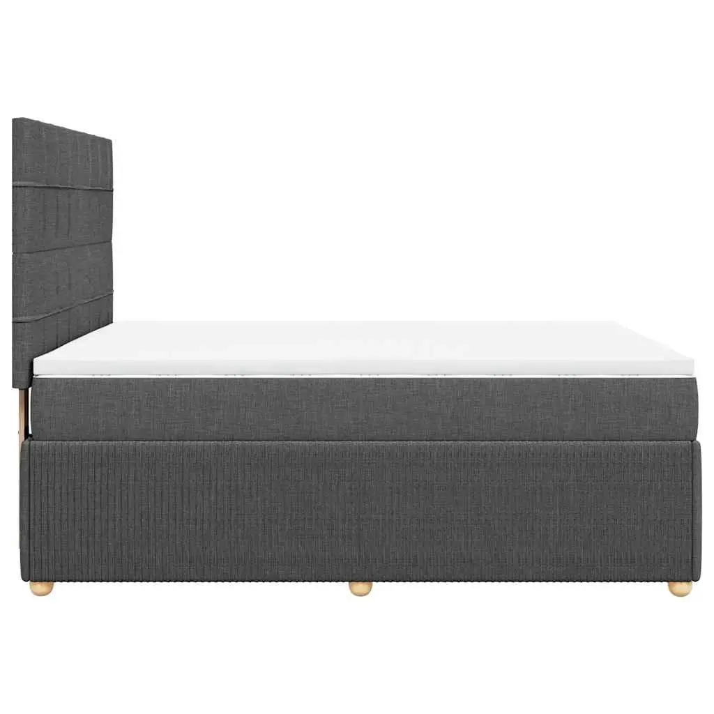 Queen Bed Frame Dark Grey Fabric with Mattress LED Lights Height Adjustable Headboard