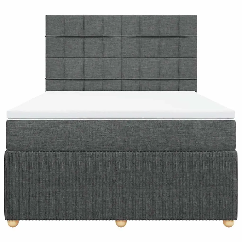 Queen Bed Frame Dark Grey Fabric with Mattress LED Lights Height Adjustable Headboard