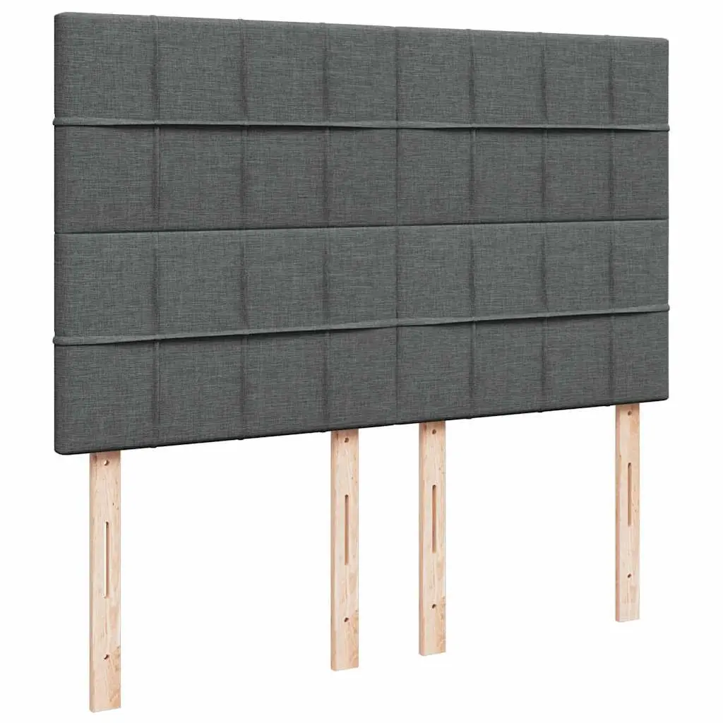 Queen Bed Frame Dark Grey Fabric with Mattress LED Lights Height Adjustable Headboard