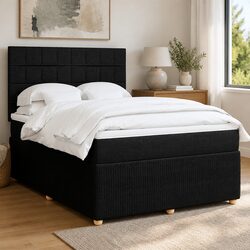 Queen Box Spring Bed with Pocket Sprung Mattress LED Lights Adjustable Headboard
