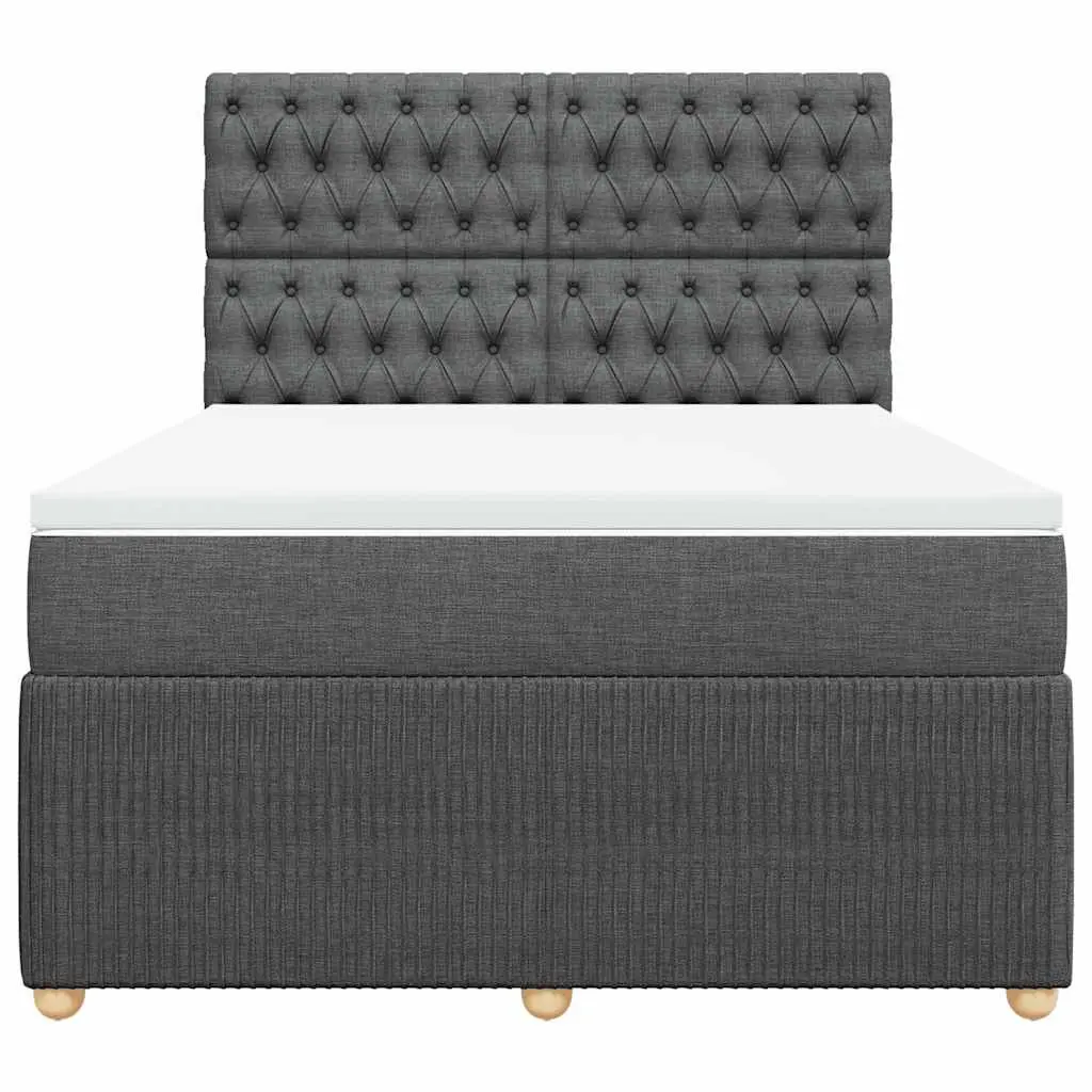 Queen Bed Dark Grey Pocket Spring Mattress Adjustable Headboard LED Lights