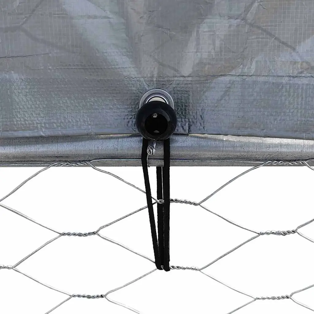 Dog Cage Silver Galvanised Steel Mesh Outdoor Kennel with Roof and Lockable Door
