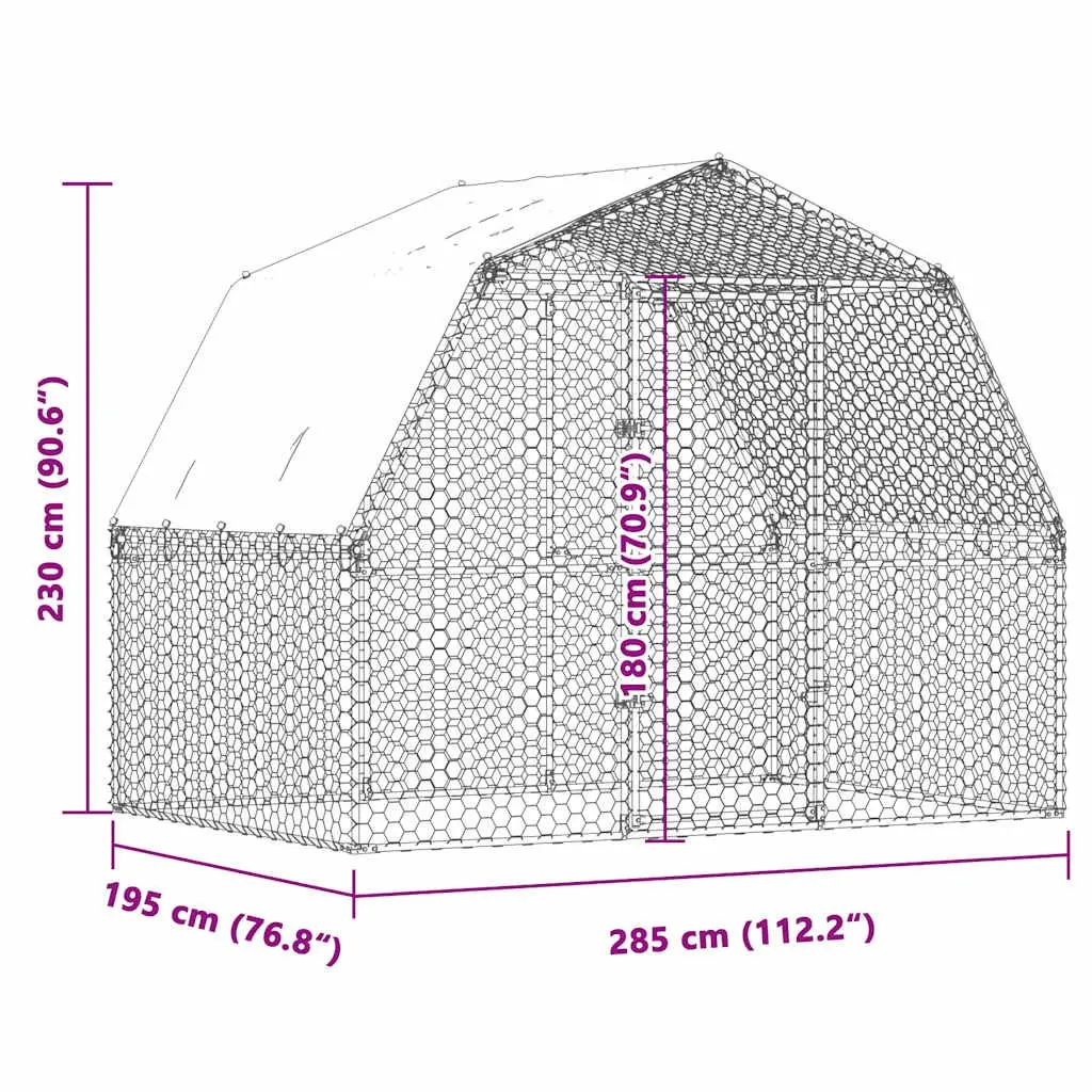 Chicken Cage Silver Outdoor Enclosure for Hens Ducks Small Animals with Roof and Door