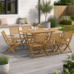 Compact 9-Piece Outdoor Dining Set for Your Garden