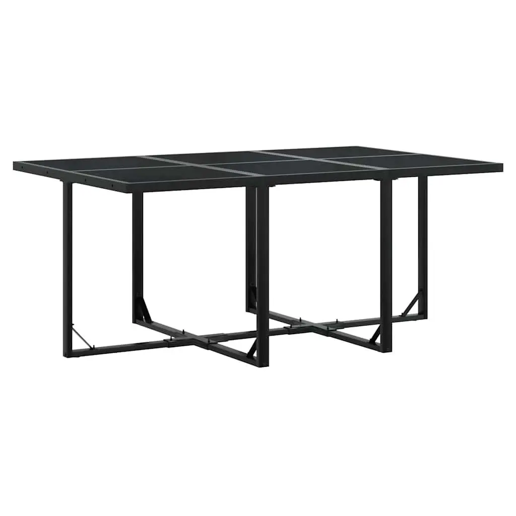 Garden Dining Set 7 Piece Black Poly Rattan Outdoor Furniture with Cushions