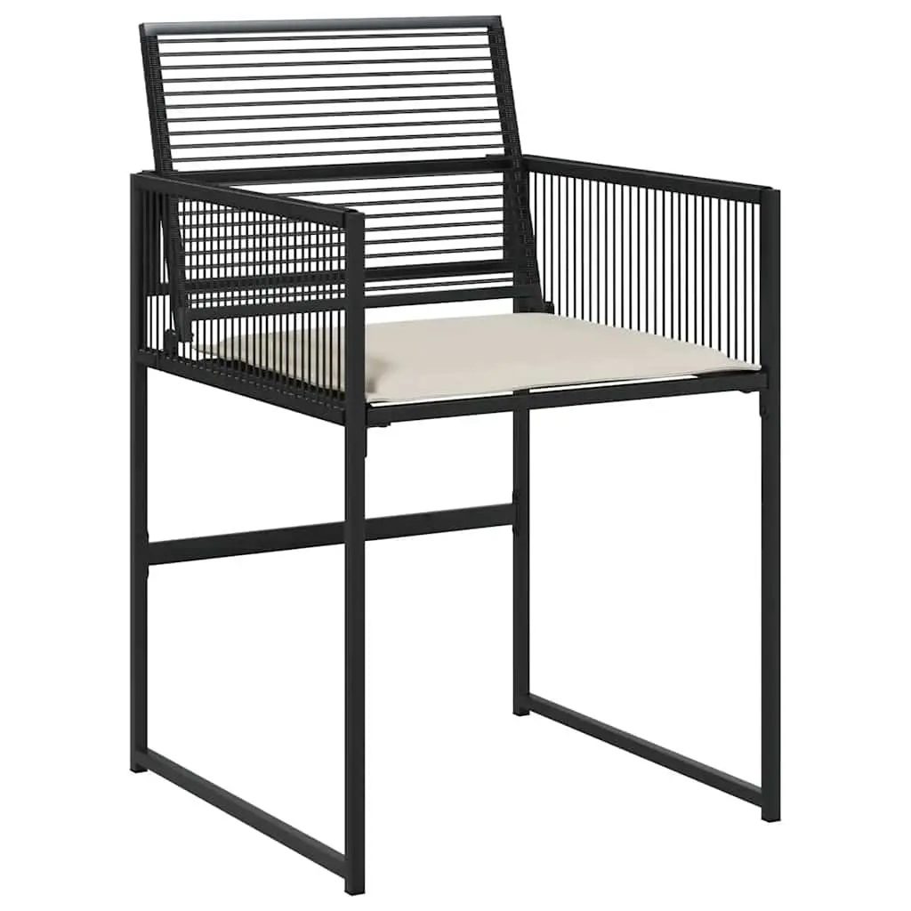 Garden Dining Set 7 Piece Black Poly Rattan Outdoor Furniture with Cushions