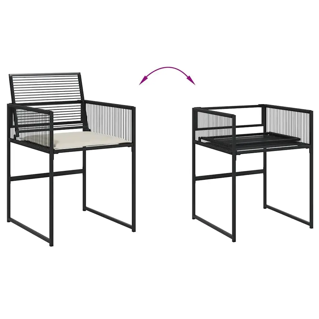 Garden Dining Set 7 Piece Black Poly Rattan Outdoor Furniture with Cushions