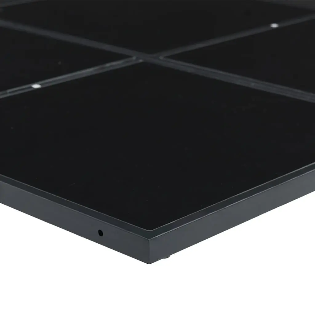 Outdoor Dining Set Black 11 Piece PE Rattan Table with Tempered Glass Top and Padded Cushions