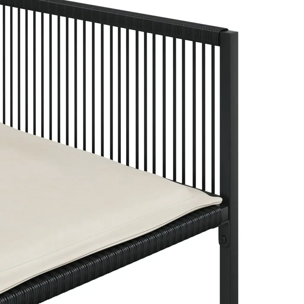 Outdoor Garden Dining Set Black 15 Piece Poly Rattan Patio Furniture with Tempered Glass Top and Thickly Padded Cushions