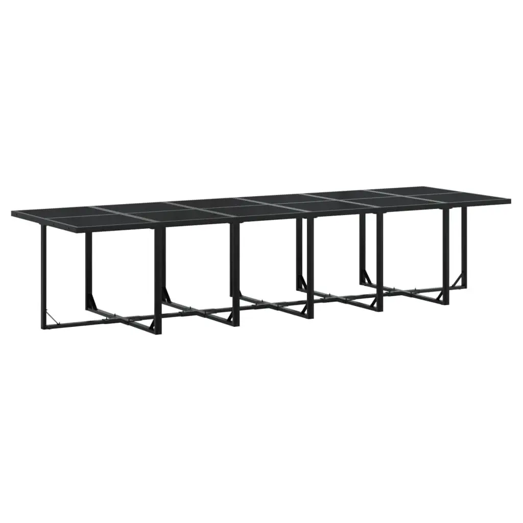 Garden Dining Set Black 17 Piece Outdoor Furniture PE Rattan Chairs Table