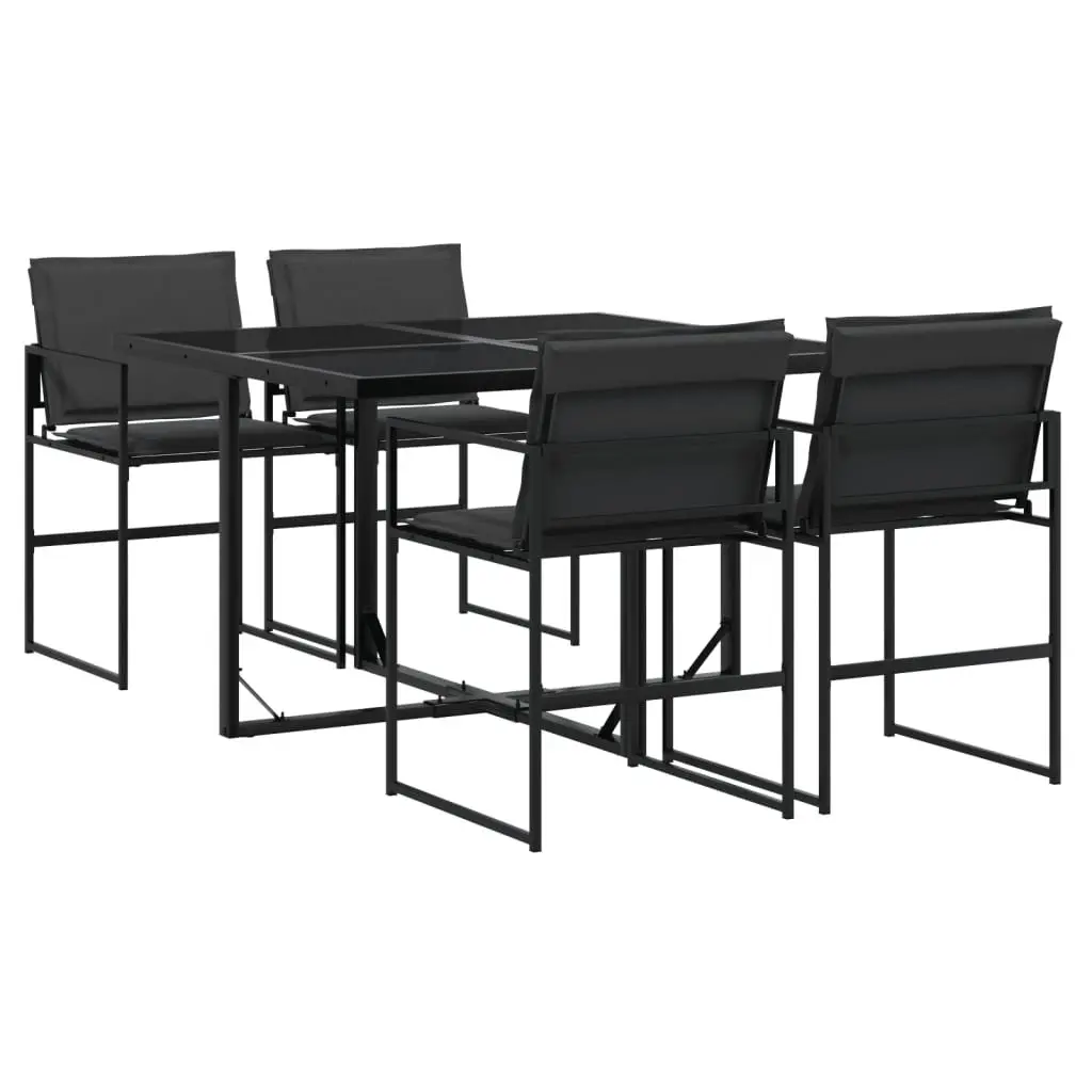 Garden Dining Set Black 5 Piece Outdoor Furniture Textilene Cushions Patio Table