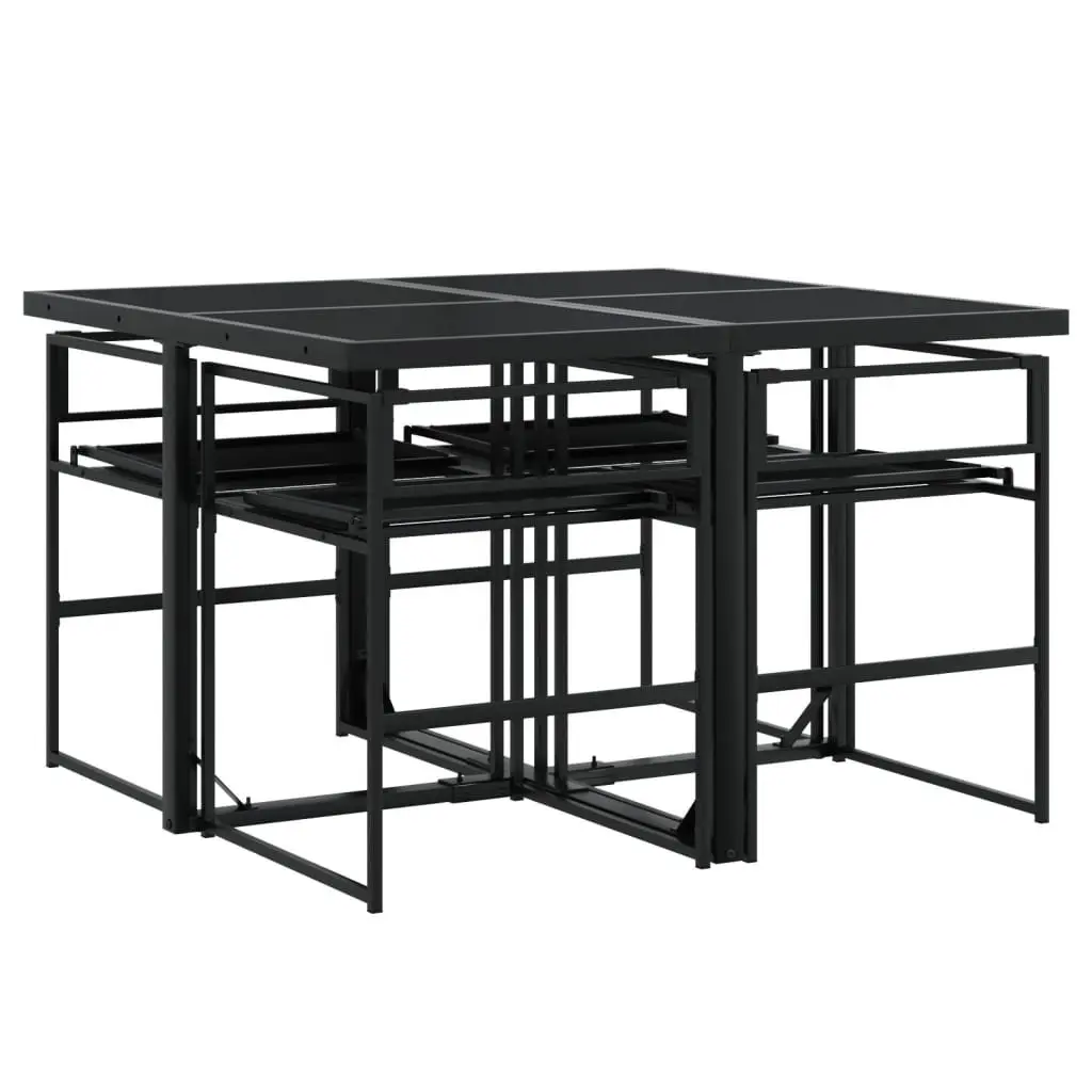 Garden Dining Set Black 5 Piece Outdoor Furniture Textilene Cushions Patio Table