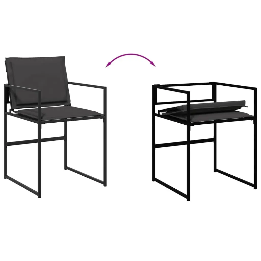 Garden Dining Set Black 5 Piece Outdoor Furniture Textilene Cushions Patio Table