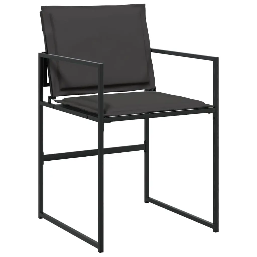 9 Piece Outdoor Dining Set with Cushions Black Textilene Folding Chairs Glass