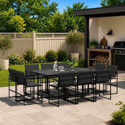 11 Piece Black Textilene Garden Set