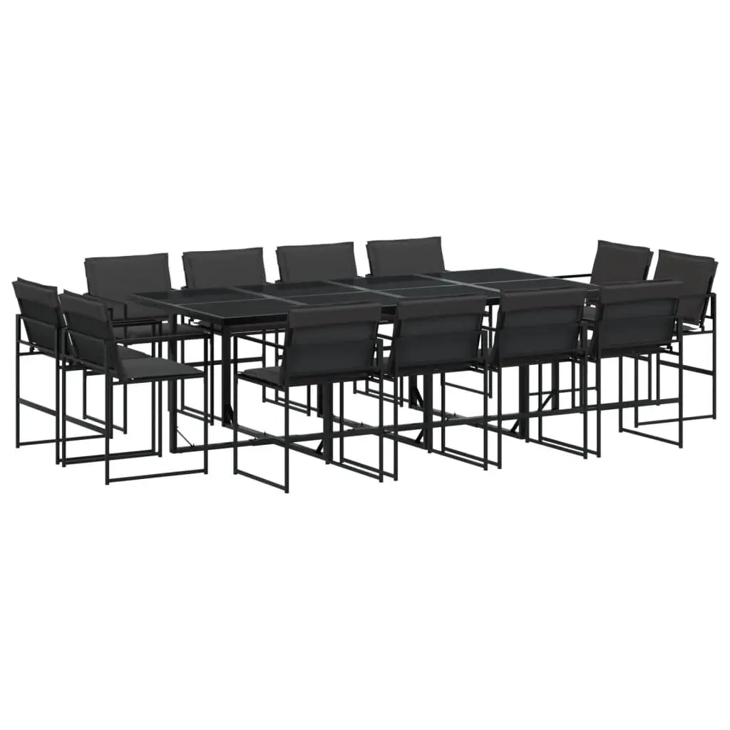 Garden Dining Set 13 Piece Outdoor Furniture Black Textilene Chairs Table Patio