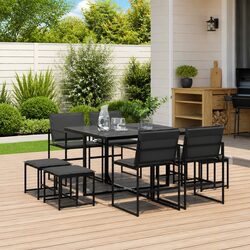 9 Piece Outdoor Dining Set with Easy Storage