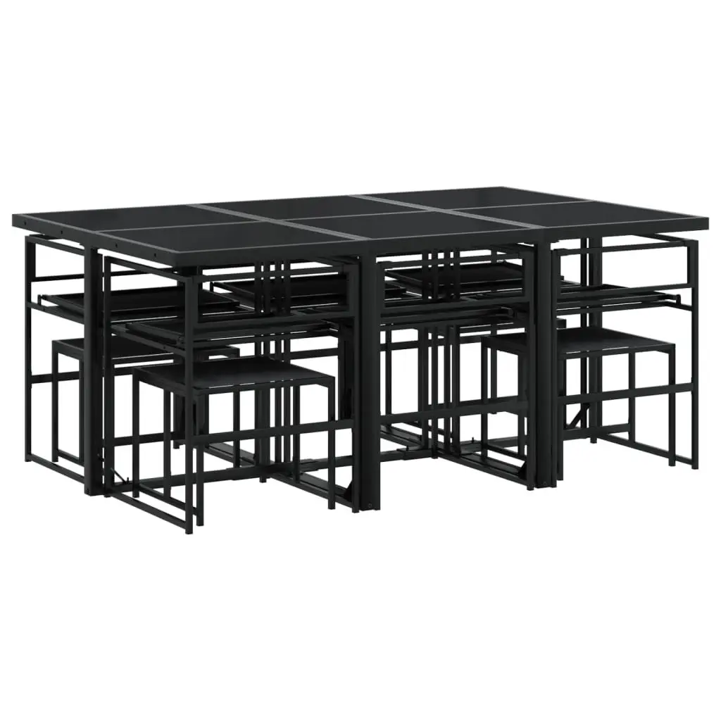 Garden Dining Set 11 Piece Outdoor Furniture Black Textilene Chairs Table