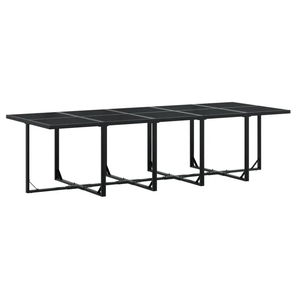 Garden Dining Set 17 Piece Outdoor Furniture Black Textilene Chairs Table