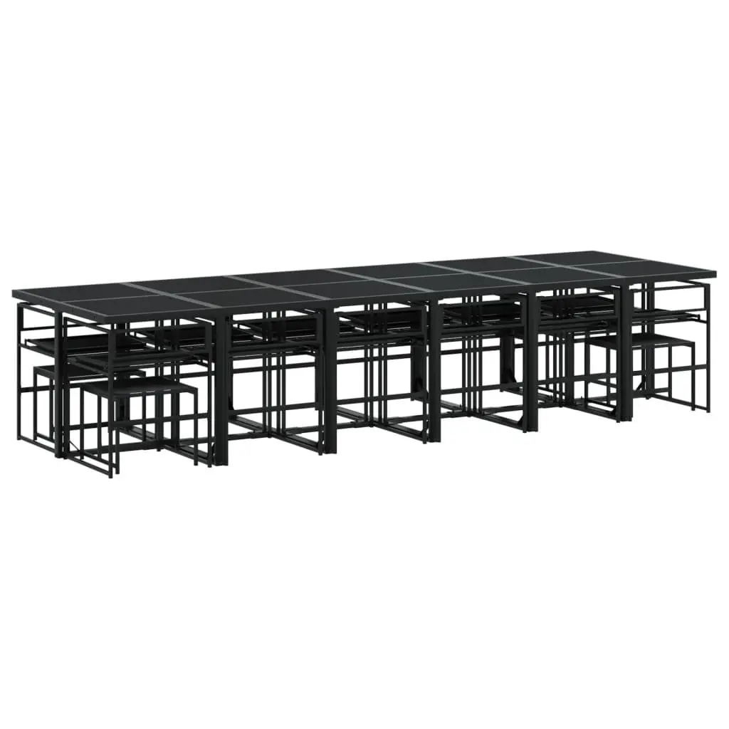 Garden Dining Set 17 Piece Outdoor Furniture Black Textilene Chairs Table