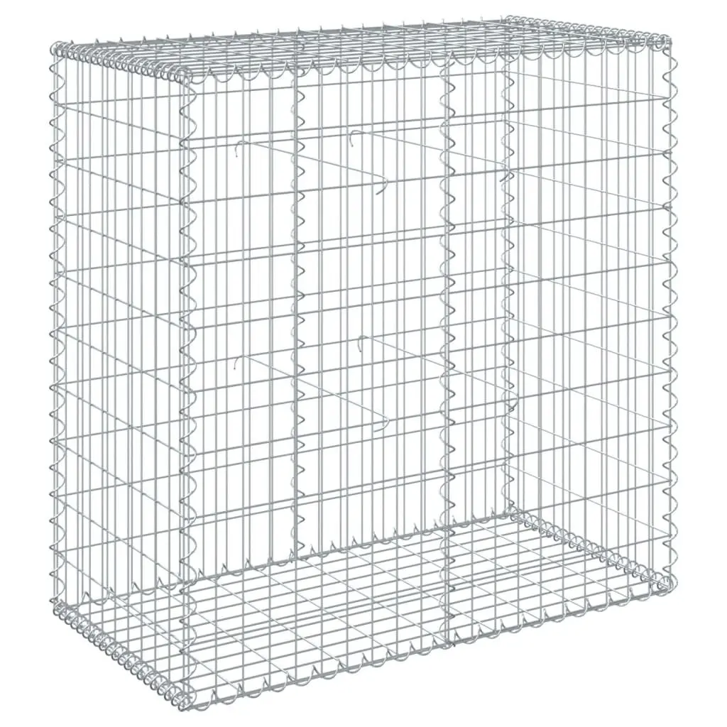 Gabion Basket Silver 100x50x100 cm Wire Cage Outdoor Garden Landscaping with Cover