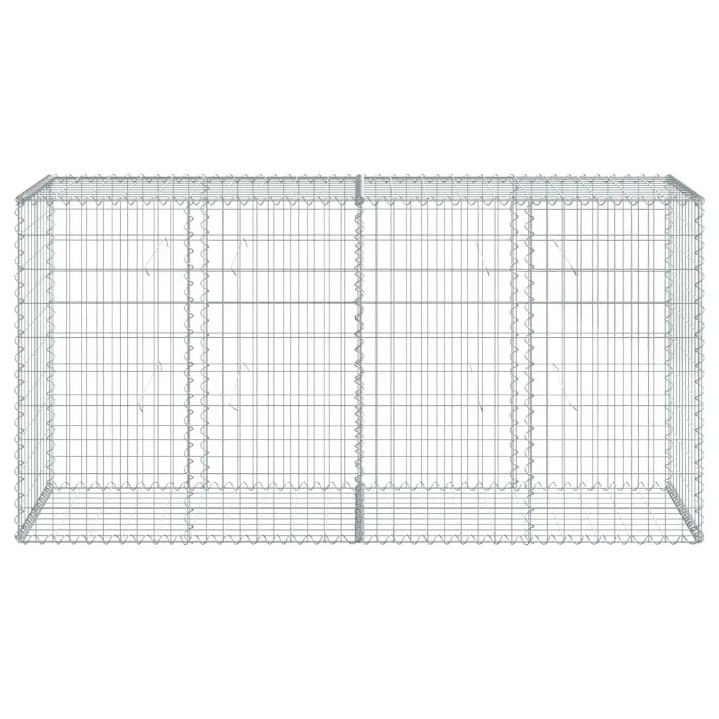 Gabion Basket Silver 200x50x100 cm Galvanised Iron Wire with Cover for Garden Retaining Walls and Privacy Screens