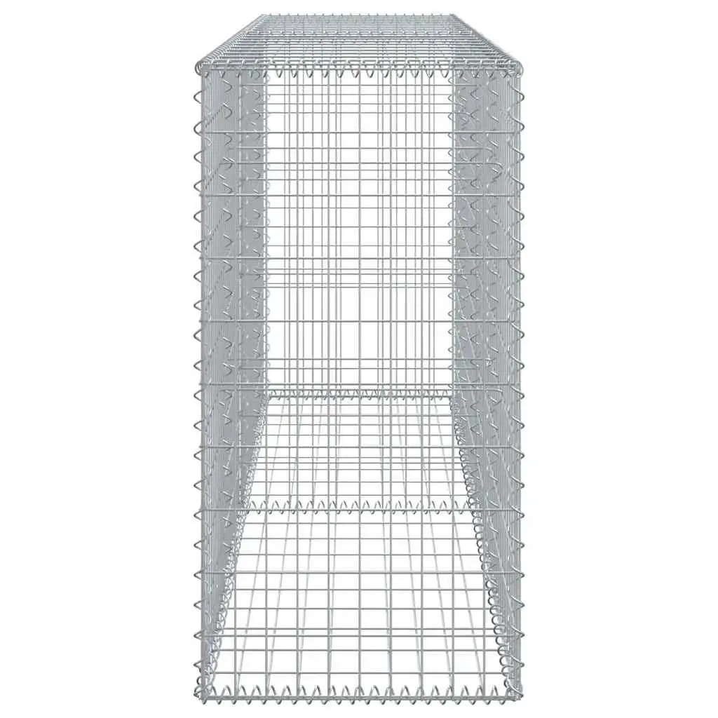 Gabion Basket Silver 200x50x100 cm Galvanised Iron Wire with Cover for Garden Retaining Walls and Privacy Screens
