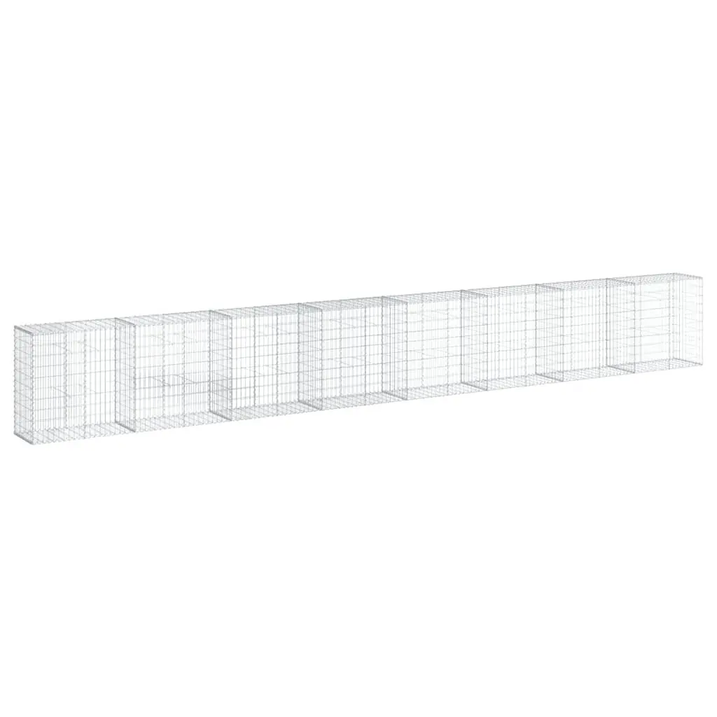 Gabion Basket Silver 800x50x100 cm Metal Wire Cage with Cover for Garden Retaining Wall