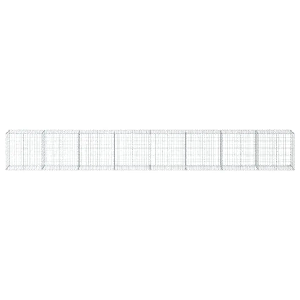Gabion Basket Silver 800x50x100 cm Metal Wire Cage with Cover for Garden Retaining Wall