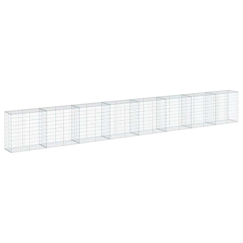 Gabion Basket Silver 800x50x100 cm Metal Wire Cage with Cover for Garden Retaining Wall