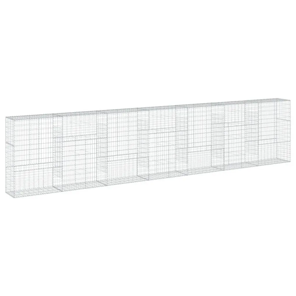 Gabion Basket Silver 700x50x150 cm Galvanised Iron Wire Outdoor Garden Cage with Cover