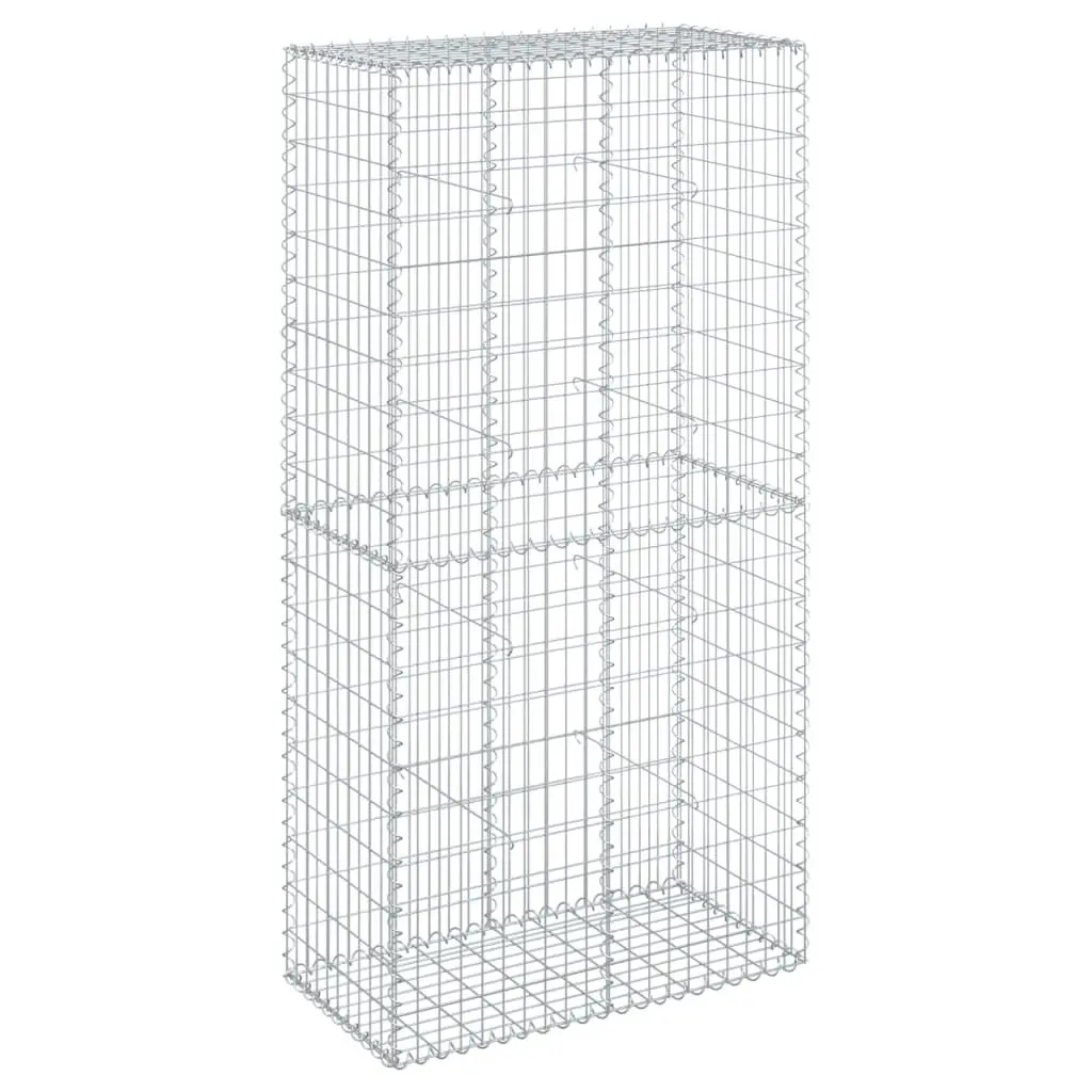 Gabion Basket Silver 100x50x200 cm Galvanised Iron Wire for Garden Retaining Wall Landscaping