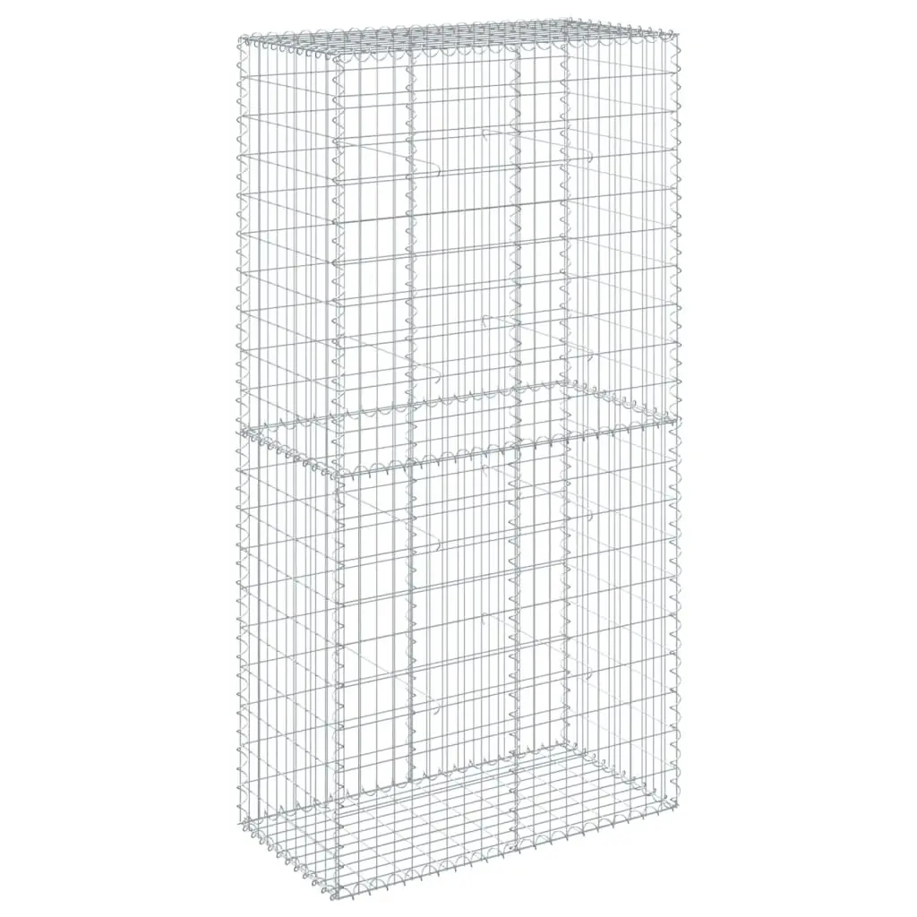 Gabion Basket Silver 100x50x200 cm Galvanised Iron Wire for Garden Retaining Wall Landscaping