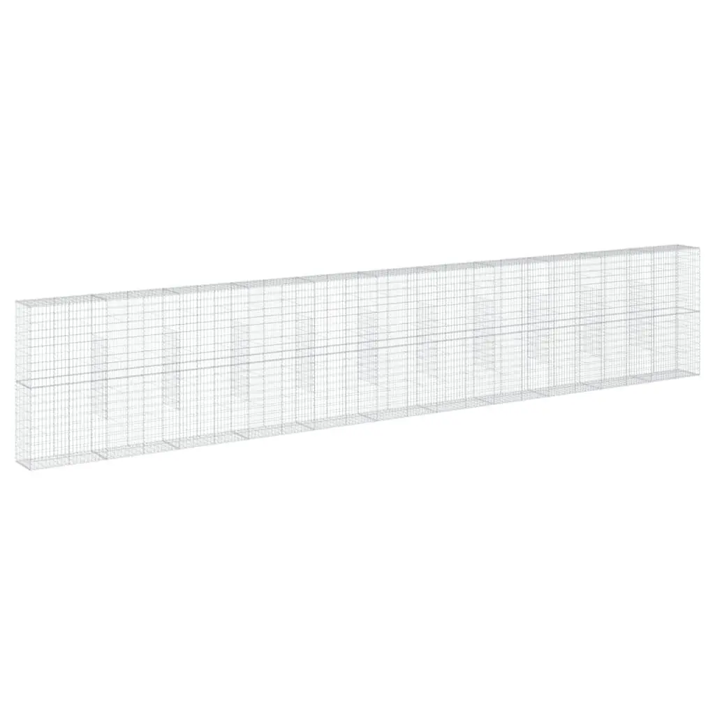 Gabion Basket Silver 1100x50x200 cm Galvanised Iron Wire Tool-Free Assembly
