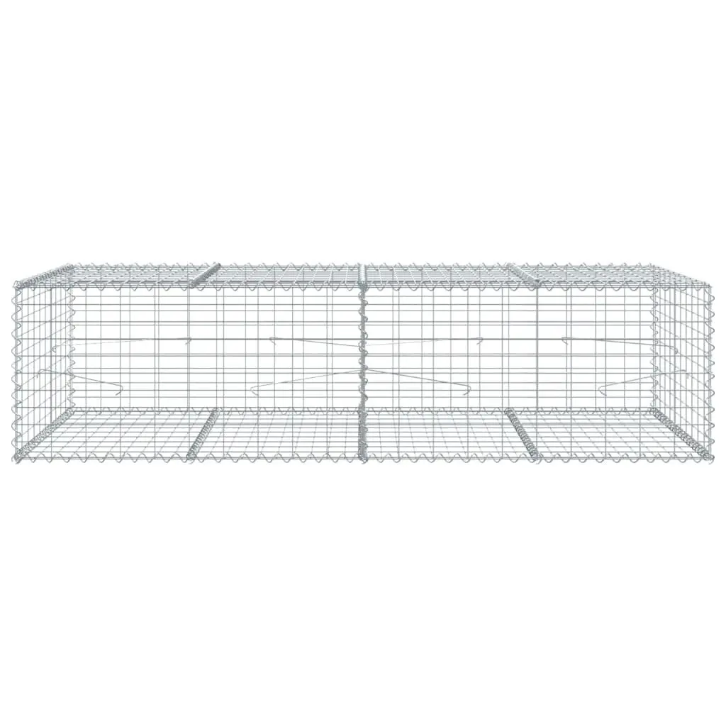 Gabion Basket Silver 200x100x50 cm Metal Wire Tool-free Assembly for Garden Retaining Wall