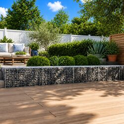 Gabion Basket with Cover 400x100x50 cm Galvanised Iron Wire Cage Outdoor Garden