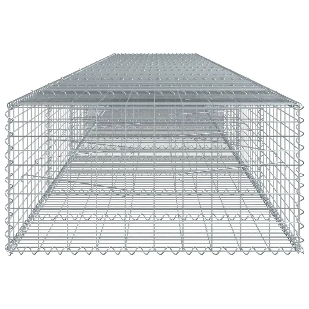Gabion Basket Silver 700x100x50 cm Metal Garden Retaining Wall with Cover