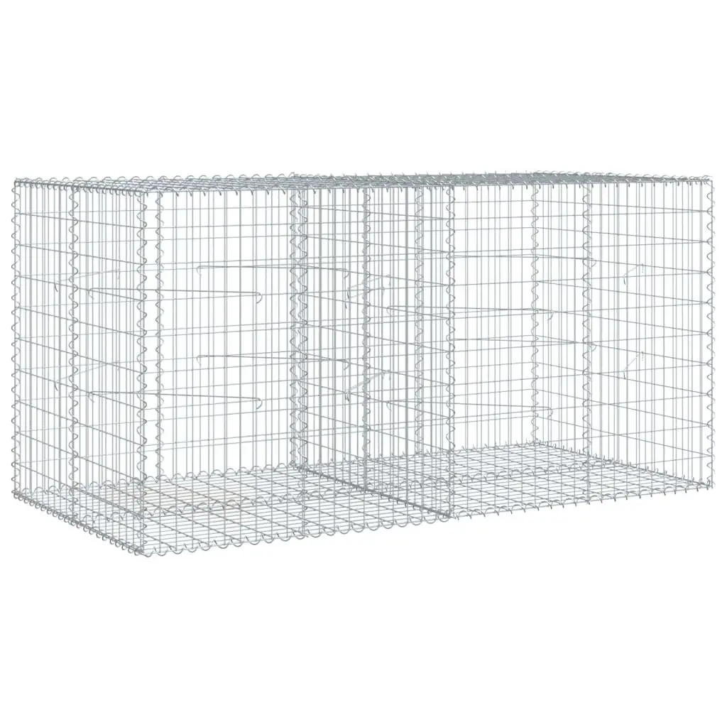 Gabion Basket Silver 200x100x100 cm Galvanised Iron Wire Durable Garden Cage