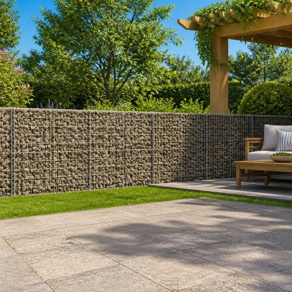 Gabion Basket Silver 950x100x100cm Galvanised Iron Wire Durable Outdoor Use