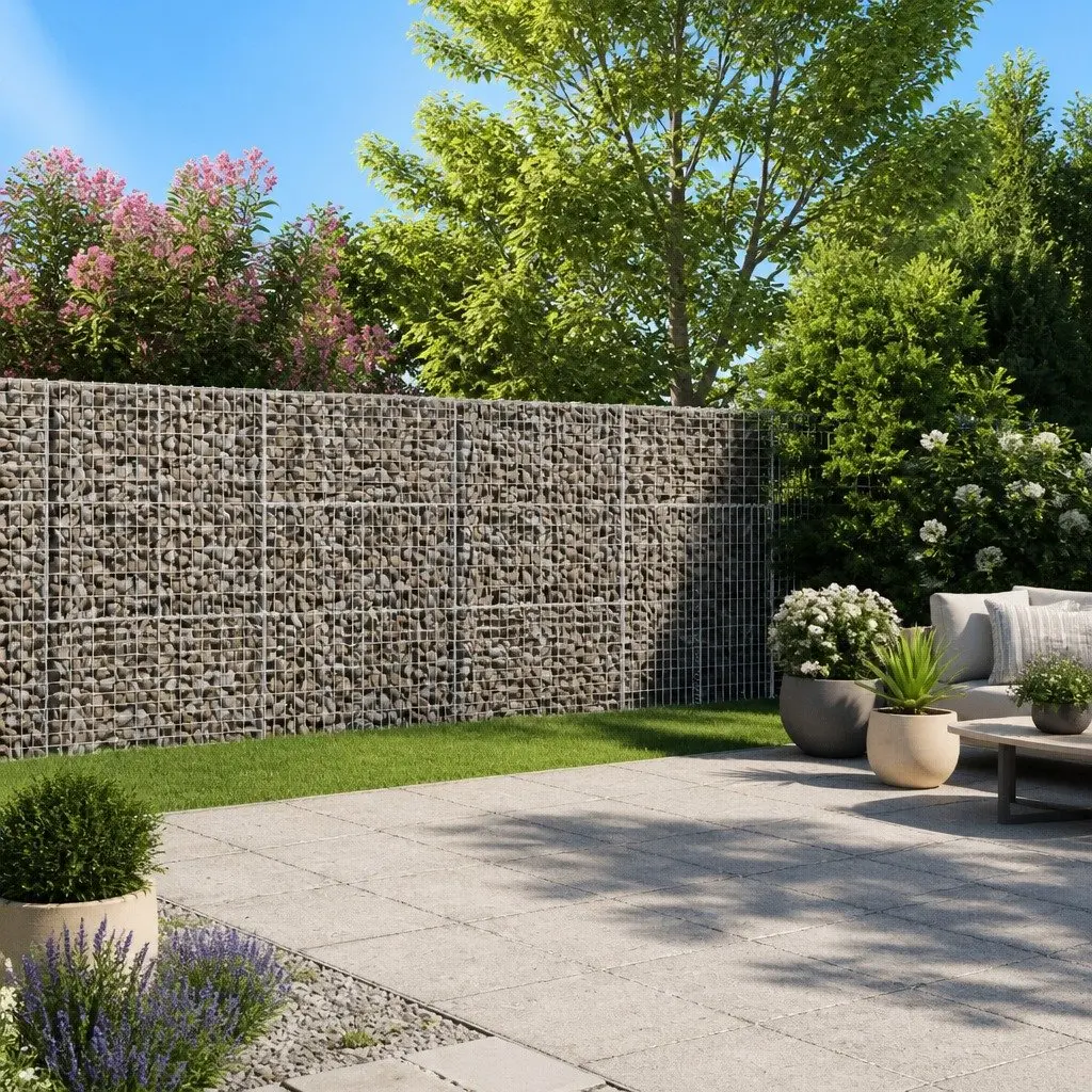 Gabion Basket Silver 800x100x150 cm Galvanised Iron Wire Garden Retaining